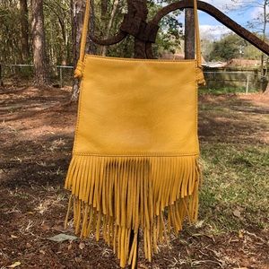 Hobo The Original Yellow Leather Fringe Purse